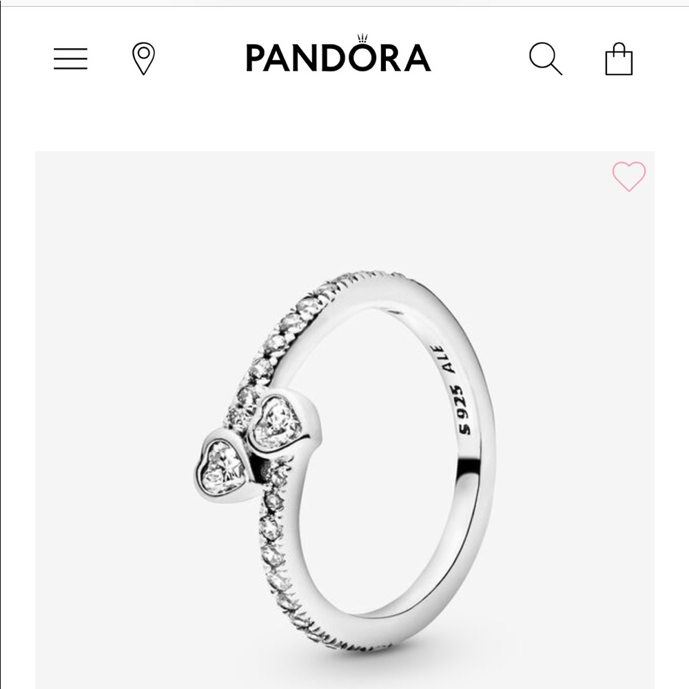 Pandora Two Sparkling Hearts Ring